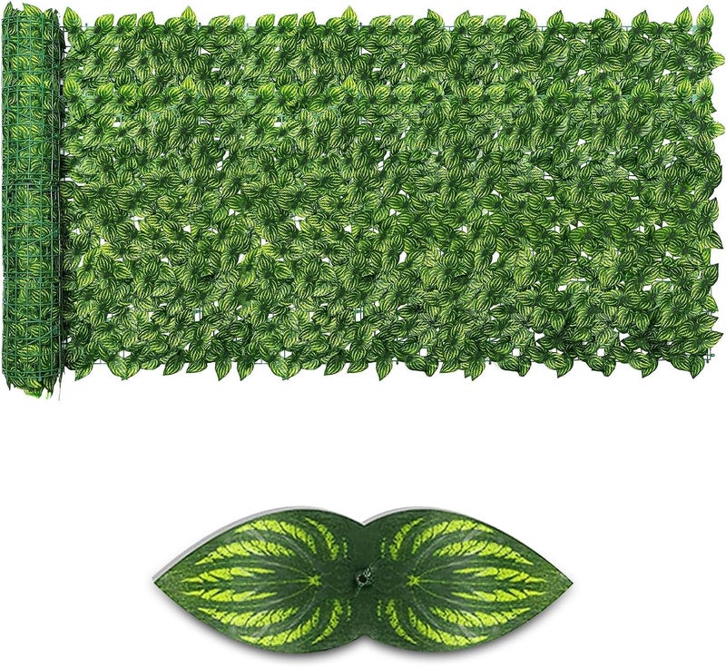 Skloopearg Artificial Ivy Privacy Fence Screen,40"x40" UV-Anti Fake Leaves Plant Vine,Privacy Hedges Wall for Indoor Outdoor Garden Backyard Decor,Color Watermelon Leaves - Image 1